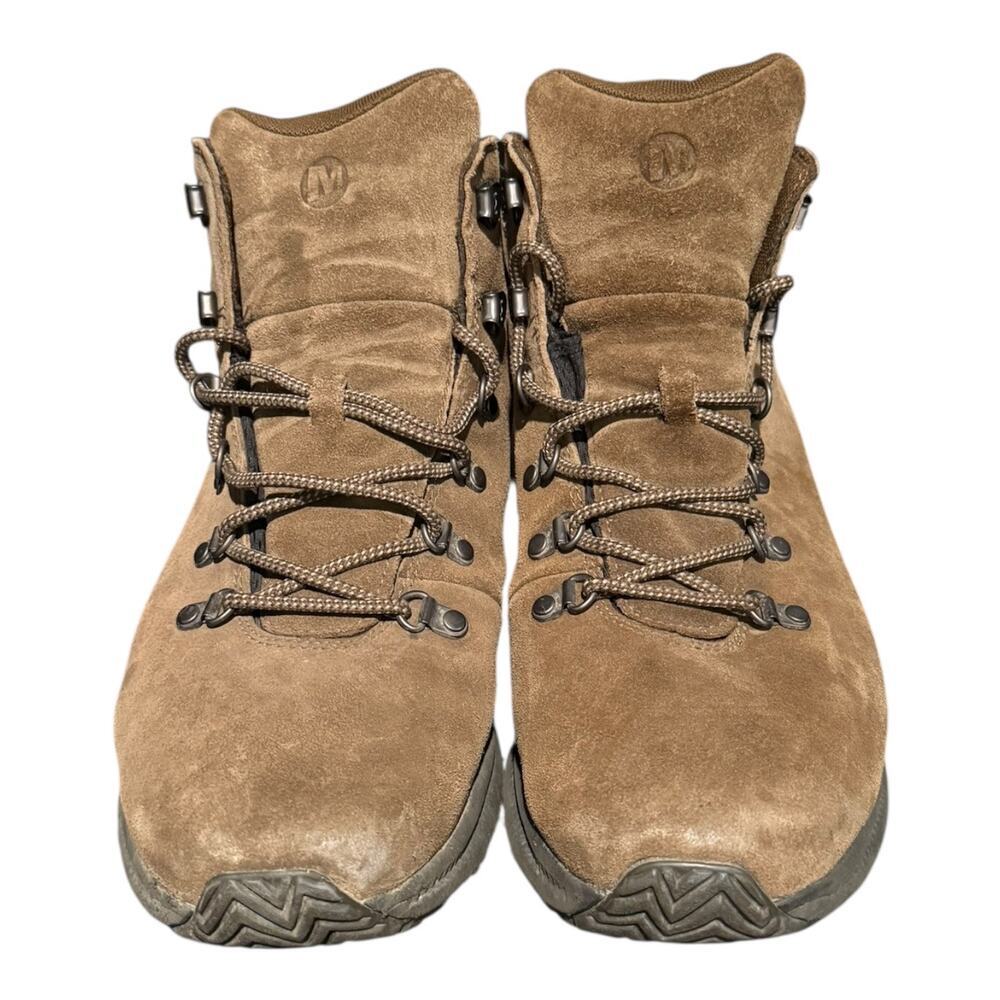 Merrell Ontario Waterproof Dark Earth Brown Leather Hiking Boots Vibram Size 12 - Picture 4 of 9